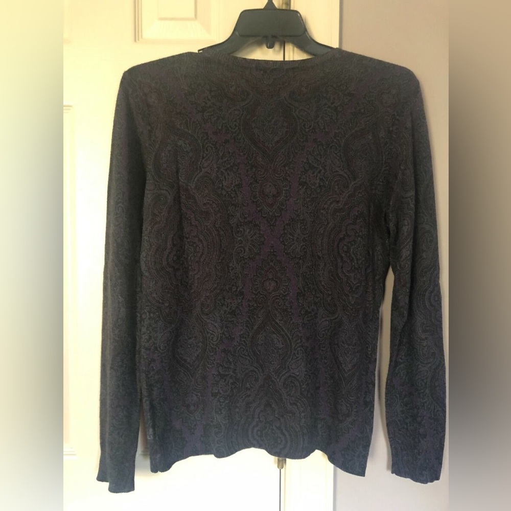 Lauren Ralph Lauren silk cashmere paisley crew neck